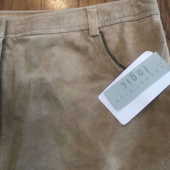 NWT August Silk Logic Womens Size 12 Brown Suede Leather Skirt Lined - Picture 2 of 6